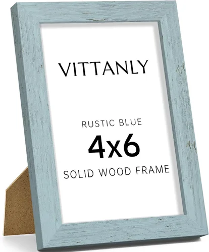 Miniatura 192 de Vittanly - Marco de fotos de 4 x 6 pulgadas de madera maciza con plexiglás, incluye paspartú de 3,5 x 5, para colgar en la pared o poner sobre una
