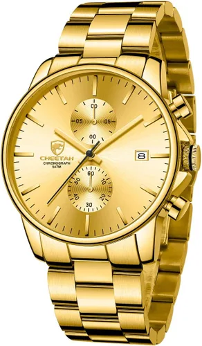 Miniatura 20 de GOLDEN HOUR Fashion Business - Relojes para hombre con cronógrafo, a prueba de agua, de acero inoxidable, reloj de cuarzo, con fecha automática
