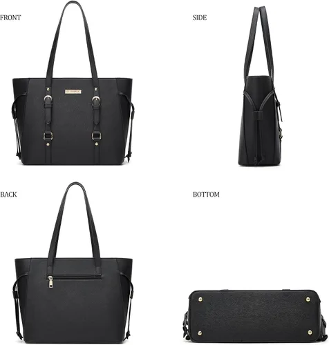 Miniatura 199 de Juego de 4 bolsas modernos para mujer de cuero sintético: bolso tote, bolso de hombro, bolso de mano y cartera.