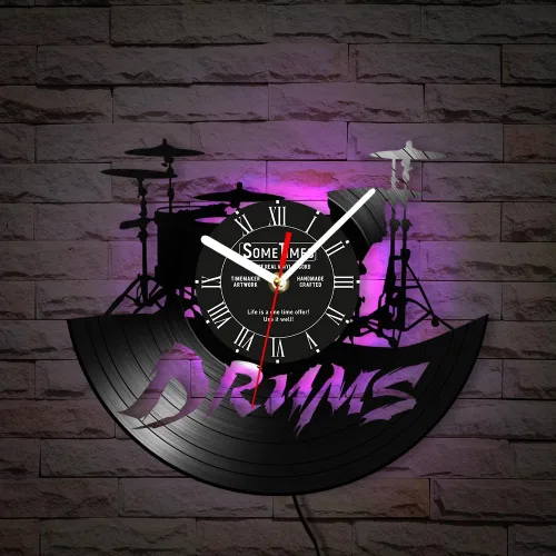 Miniatura 10 de The Geeky Days Reloj de pared con nombre personalizado, 7 colores cambiantes, reloj de pared de vinilo con luz nocturna LED, reloj de pared