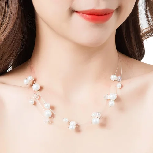 Miniatura 2 de Collar a capas con cristal para mujer, gargantilla con cadena de plata gruesa, regalo de cumpleaños para mujer