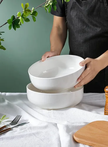 Miniatura 6 de Onniyor Ensaladeras grandes de porcelana, cuencos grandes de 110 onzas (10 pulgadas), juego de cuencos resistentes para pasta, cuencos para mezclar