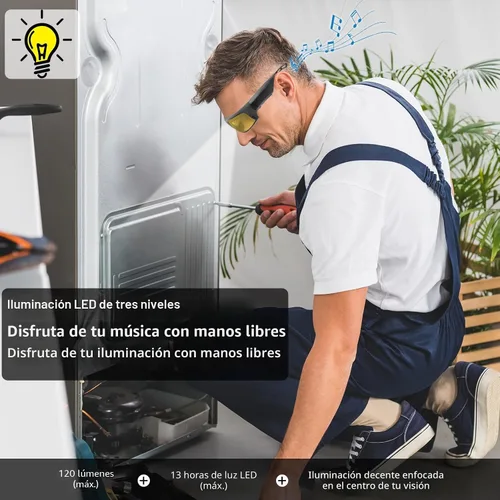 Miniatura 5 de Lentes de seguridad inteligentes con Bluetooth para hombres y mujeres, volumen ultra fuerte, luces LED recargables de 20 horas de tiempo