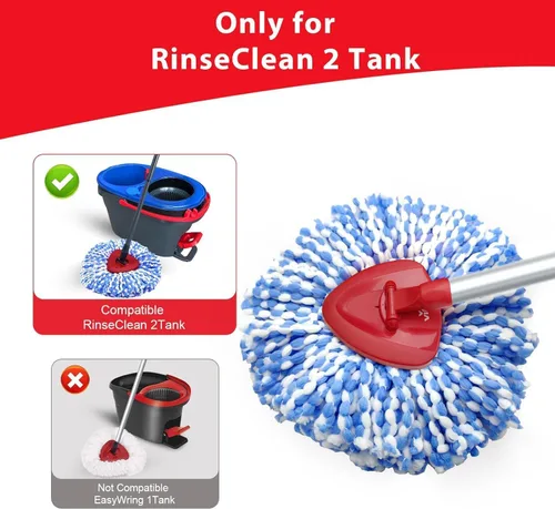 Miniatura 2 de Cabezal de repuesto para mopa giratoria pequeña compatible con O-Cedar RinseClean 2 tanques, base de mango de cabezal de repuesto para trapeador, 2