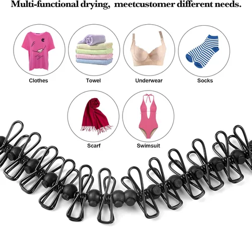 Miniatura 3 de HAWATOUR Clothesline - Esenciales de campamento, portátil, retráctil, con 12 pinzas para la ropa, accesorios de campamento al aire libre, artículos