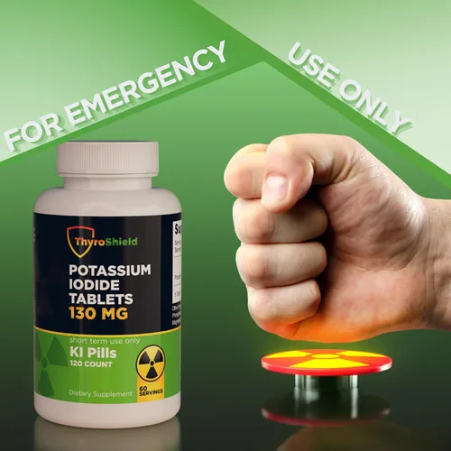 Miniatura 7 de Tabletas de yoduro de potasio 130 mg 120ct KI Tablets - Protección contra la Radiación Nuclear - Píldoras de yodo de potasio - YODO Naciente - KI