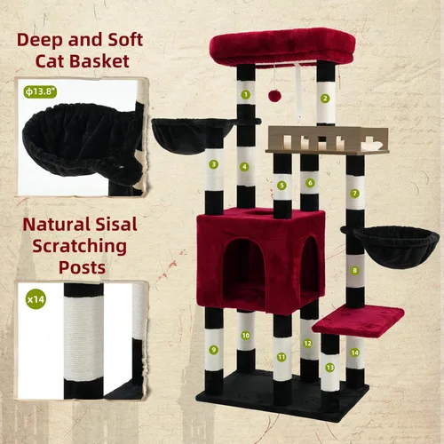 Miniatura 5 de Gitelsnour Árbol para gatos para gatos de interior grandes y adultos, torre para gatos resistente para gatos grandes de 20 libras o más, refugio