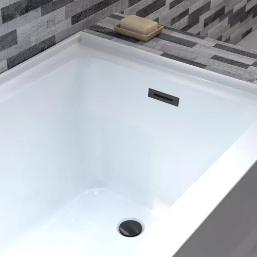 Miniatura 8 de WOODBRIDGE Bañera rectangular de acrílico de 60 pulgadas en blanco con drenaje derecho, desagüe desplegable negro mate incluido BA6030R Mate negro