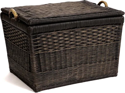Miniatura 2 de The Basket Lady Cesta de almacenamiento de mimbre con tapa elevable, grande, 24.5 pulgadas de largo x 18 pulgadas de ancho x 17.5 pulgadas de alto