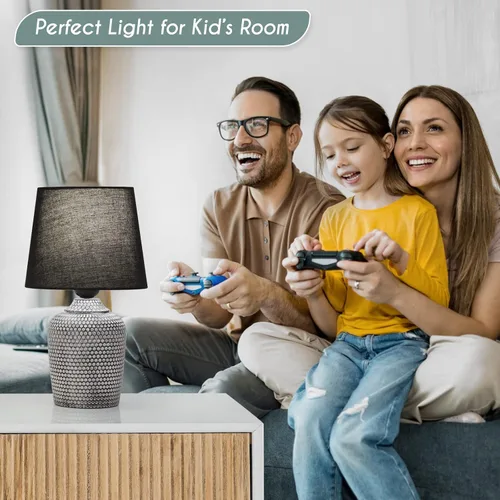 Miniatura 5 de Sucolite Juego de 2 lámparas de mesa pequeñas de 11.8 pulgadas, lámparas de mesita de noche para dormitorio, habitación de los niños, bonitas