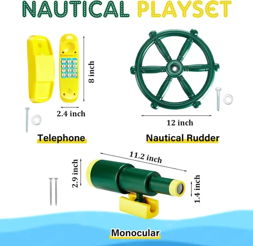 Miniatura 2 de 3 piezas de accesorios para patio de recreo para niños, accesorios para columpios al aire libre, equipo de parque infantil, rueda de barco