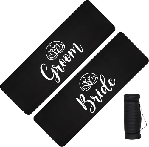 Brosash Tapete de yoga para novia y novio, extra grueso y antideslizante, con correa de transporte para gimnasio en casa, estiramiento y