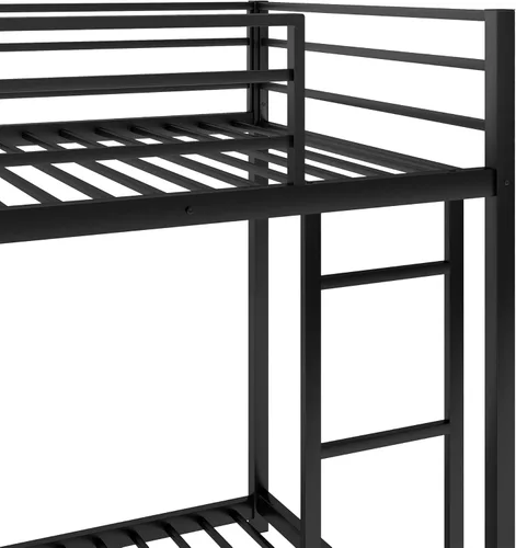 Miniatura 8 de Litera de metal individual sobre individual, litera baja resistente con barandillas de seguridad y escalera para niños, adolescentes y adultos,