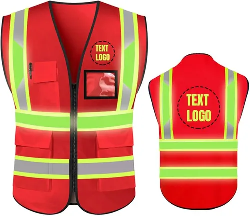 Miniatura 18 de Chaleco de Seguridad de Alta Visibilidad con Alta Reflectividad, Ropa de Trabajo de Seguridad Personalizada con Logotipo, Tiras Reflectantes