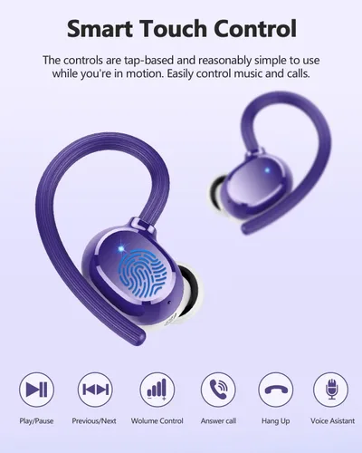 Miniatura 9 de hadbleng Auriculares inalámbricos Bluetooth deportivos 128 horas de reproducción Bluetooth 5.3 con pantalla LED, potentes graves sobre la oreja