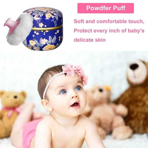 Miniatura 5 de Polvo Corporal y Contenedor para Polvo, Polvo Suave para Mujeres y Estuche para Polvo para Baño y Viaje (Azul Oscuro)