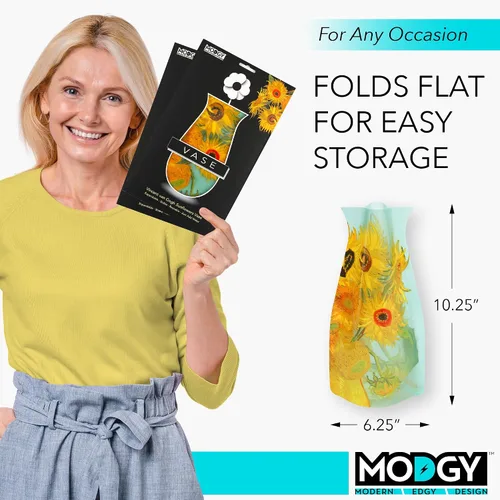 Miniatura 6 de MODGY Florero expandible, plástico decorativo moderno plegable impreso jarrones para centros de mesa para bodas, mesa de comedor, decoración