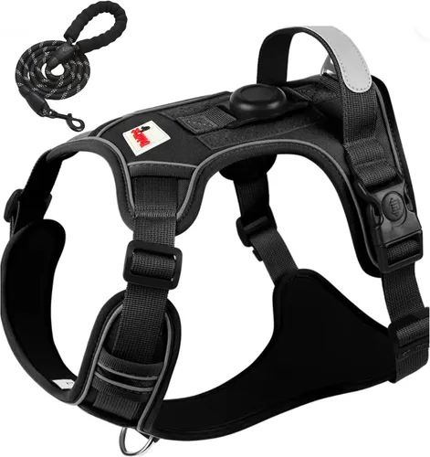BoldPet® Arnés para perro con soporte para Airtag y juego de correa, diseño reflectante sin tirones, a prueba de escapes con hebillas de seguridad,
