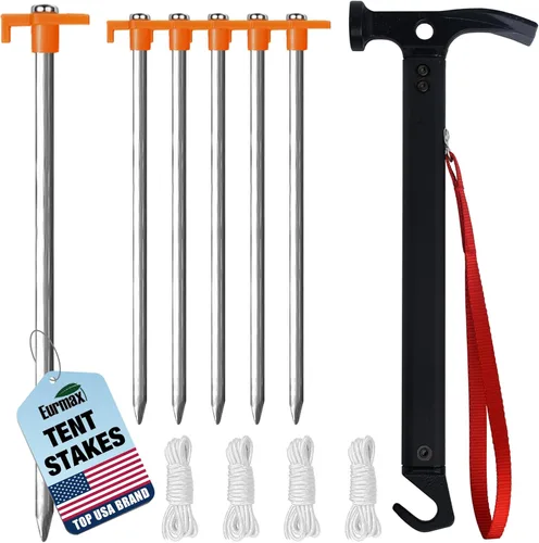Miniatura 9 de Eurmax USA - Estacas galvanizadas, no se oxidan, para tienda de campaña familiar, toldos para tiendas emergentes, anclajes resistentes, paquete