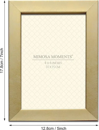 Miniatura 5 de Marco metálico de latón de 4 x 6 pulgadas, acabado satinado cepillado, marco de fotos de mesa pequeño, pantalla horizontal/vertical, cristal real