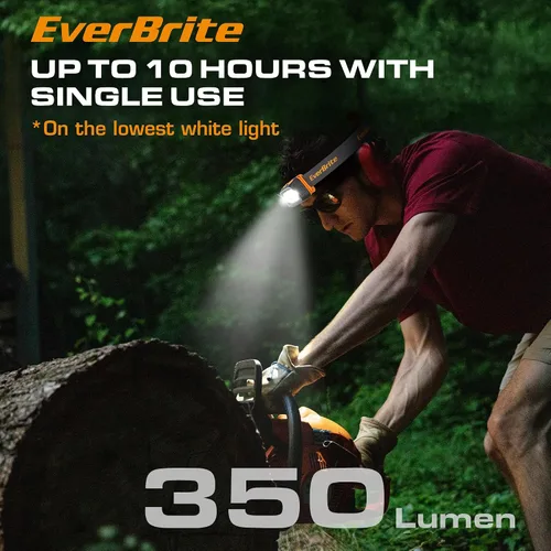 Miniatura 8 de EverBrite Linterna frontal recargable - Faro de 350 lúmenes con luz roja/verde y luz trasera, 7 modos de iluminación con función de memoria