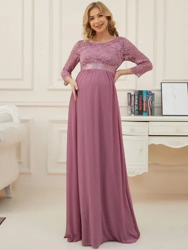 Miniatura 3 de Ever-Pretty Vestido de maternidad con bordado de encaje de manga 34 de gasa para mujer 20797-EYUS
