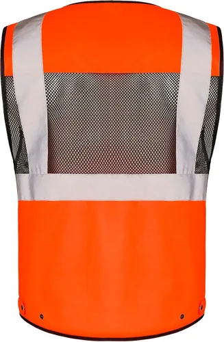 Miniatura 3 de Chaleco de seguridad reflectante de alta visibilidad, clase 2, 10 bolsillos, transpirable y forro de malla, ropa de trabajo (M-2XL, amarillo negro)
