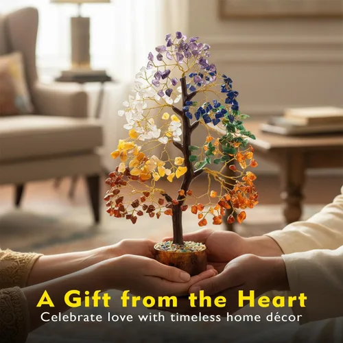 Miniatura 2 de ZAICUS Árbol de la vida de cristal de 7 chakras para decoración del hogar, regalos de cumpleaños de piedras preciosas para mujeres, amigos, mamá