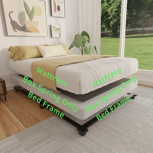 Miniatura 7 de FMDMR Somier de 4 pulgadas para cama individual - Somier de perfil bajo para cama individual, base de colchón de metal resistente con cubierta