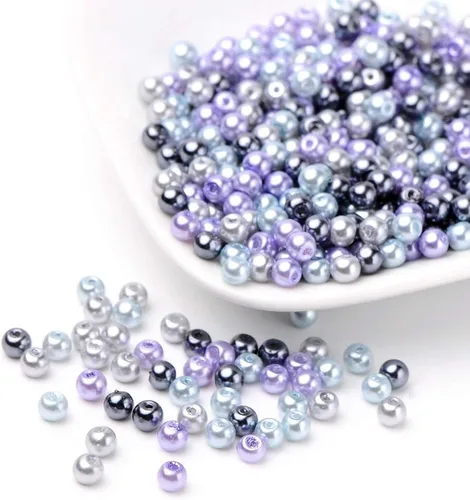 Miniatura 24 de Pandahall - 400 cuentas de perlas de vidrio perlado brillante de 0.157 pulgadas (0.157 in), cuentas espaciadoras sueltas de vidrio de color mixto