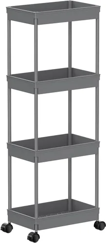 Miniatura 11 de Sooyee Carrito de Almacenamiento Delgado de 4 Niveles, Carrito de Almacenamiento con Ruedas, Estante Estrecho, Estante de Baño, Unidad de Estantería