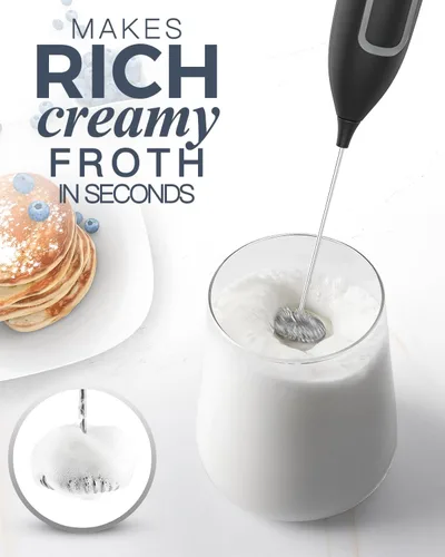 Miniatura 2 de Espumador de leche de mano con batería, espumador eléctrico con varilla de espuma, mezclador de bebidas con batidor de acero inoxidable para café