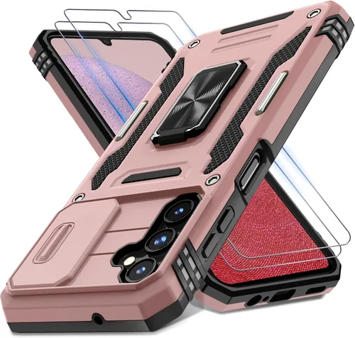 Miniatura 25 de DEERLAMN Funda para Samsung Galaxy A14 5G con Cubierta Deslizante para Cámara + Protector de Pantalla (2 Paquetes), Soporte de Anillo Giratorio
