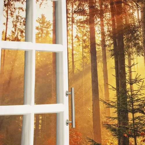 Miniatura 6 de HVEST Tapiz de otoño para colgar en la pared, tapiz de bosque brumoso, paisaje natural para ventana exterior, sala de estar, dormitorio, granja
