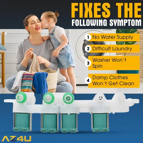 Miniatura 7 de AZ4U La válvula de entrada de agua para lavadora reemplaza para Samsung WA45H7000AW/A2 WA400PJHDWR/AA WA45M7050AW/A4 WA40J3000AW/A2 WA50R5200AW