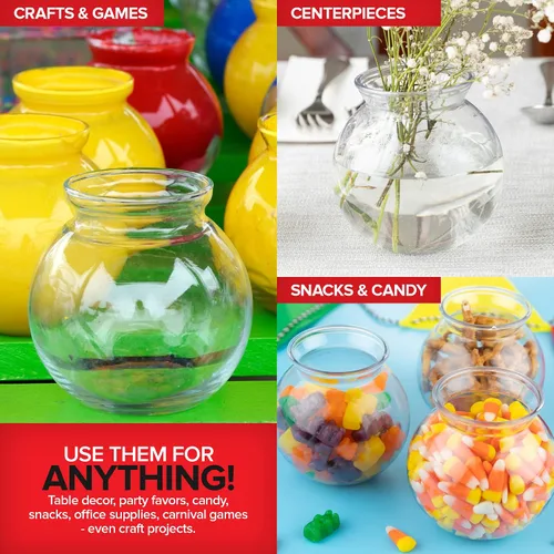 Miniatura 7 de Cuencos pequeños redondos de plástico para fiestas (paquete de 12) mini tazón transparente de 16 onzas, vasos inastillables para bebidas, centros