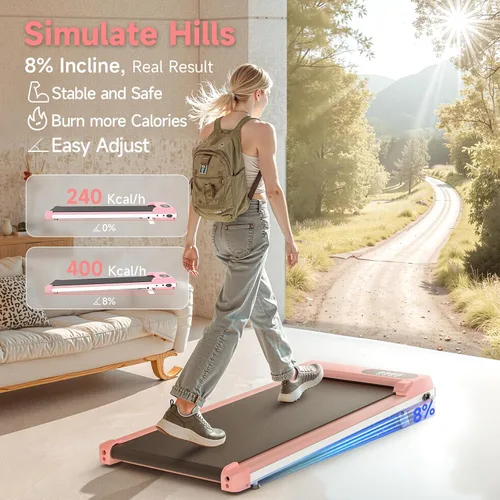 Miniatura 2 de Incline Walking Pad, 3.5HP Foldable Portable Treadmill with Handle Bars, Ultra Quiet ≤40dB Under Desk Treadmills for Home Office, 330LB Capacity