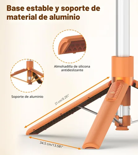 Miniatura 8 de TONEOF Palo de Selfie Magnético Trípode de 68 pulgadas con Soporte Magnético Fuerte de Aluminio para Magsafe, Soporte de Trípode Giratorio de 360°