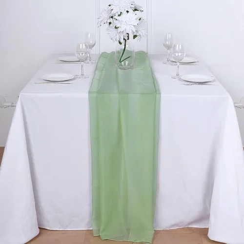 Miniatura 5 de Tableclothsfactory Camino de mesa de gasa de amatista de 22 x 80 pulgadas para bodas, fiestas, banquetes, decoración, ajuste rectangular y mesa