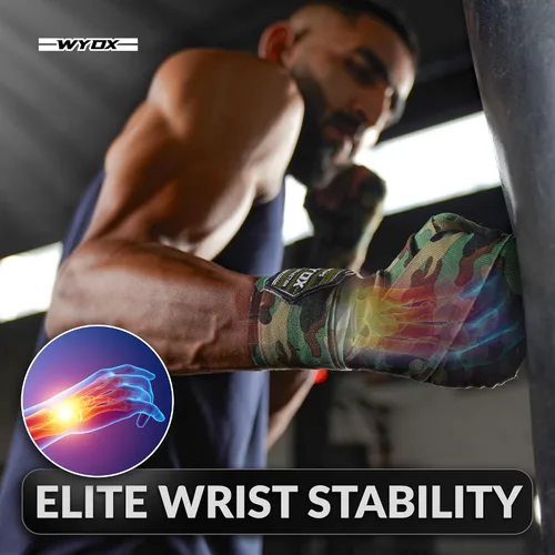 Miniatura 7 de WYOX Gel Boxing Hand Wraps for Men Women – Elasticated Padded Long Wrist Straps Cotton & Nylon Blend for Muay Thai MMA, Kickboxing, BJJ Combat