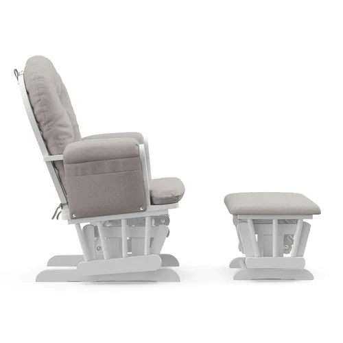 Miniatura 6 de Storkcraft Planeador de Aro Premium y Otomana (Remolino Blanco/Taupe) — Planeador de Guardería Certificado GREENGUARD Gold, Artesanía de Madera