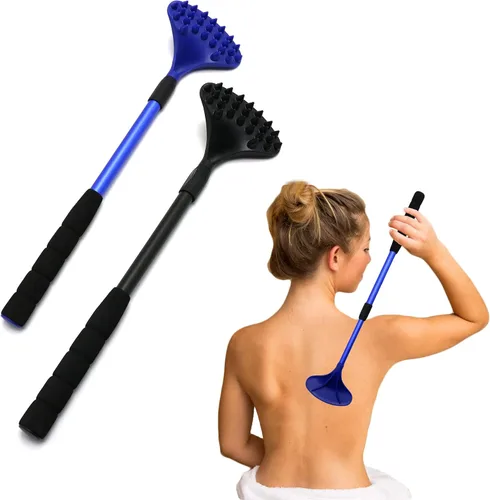 EASACE Paquete de 2 rascadores de espalda para mujeres y hombres extensibles con fuerte cabeza de masaje ABS, rascador de cuerpo de 21 pulgadas para