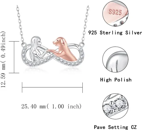 Miniatura 5 de Collar de plata de ley para niñas, con colgante Always in My Heart para el día de la madre, regalo de joyería para mamá amante de los perros