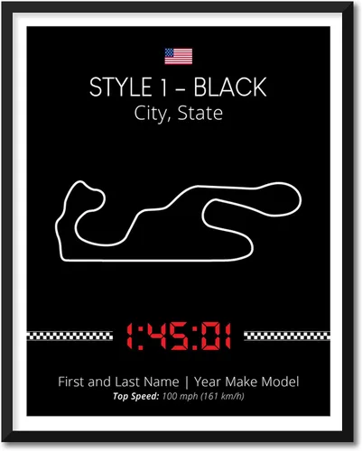 Miniatura 3 de Póster personalizable para pista de carreras, impresión personalizable hecha a mano, estilo 1, impresión metálica negra de 8 x 10 pulgadas