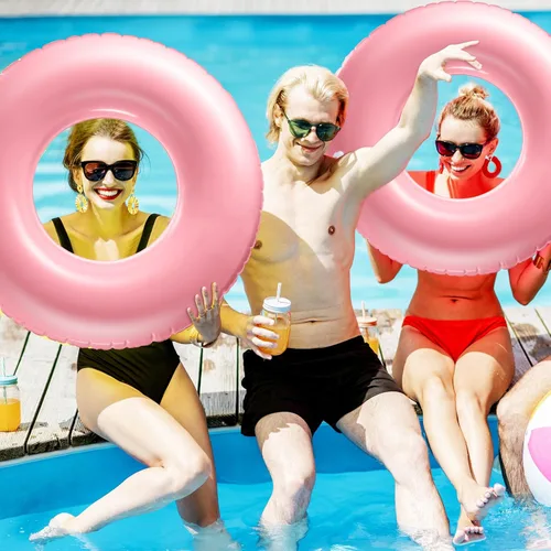 Miniatura 6 de Gemscream Flotador inflable grande de piscina de 36 pulgadas, flotadores de piscina para adultos, tubo inflable para vacaciones de verano, playa
