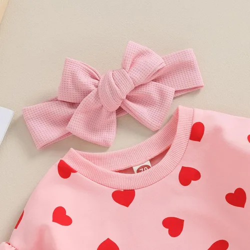 Miniatura 108 de SOLILOQUY Traje de manga larga con cuello redondo para el primer día de San Valentín para bebé niño y niña, mameluco de corazón de amor