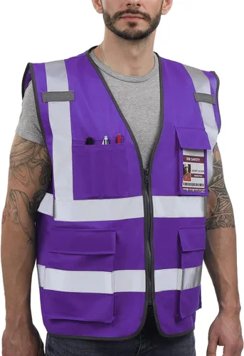 Miniatura 18 de Dib Safety - Chaleco reflectante ANSI clase 2, chaleco de alta visibilidad con bolsillos y cremallera, ideal para trabajo en construcción, alta