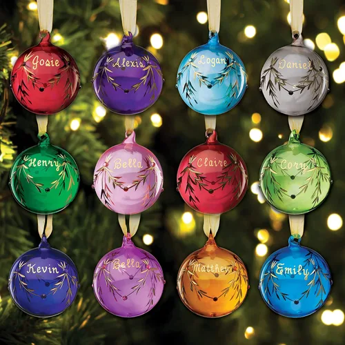 Miniatura 2 de Personalized Planet Adorno de bola de Navidad de piedra natal de cristal con nombre personalizado pintado a mano Abril - Diamante gris