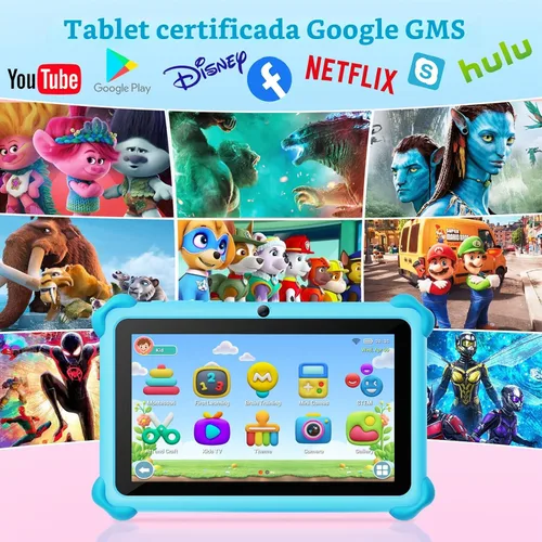 Miniatura 3 de Tablet para niños de Trayoo, tablet de 7 pulgadas para niños, tablet para niños pequeños de 32 GB con estuche incluido, control parental, cámara Azul