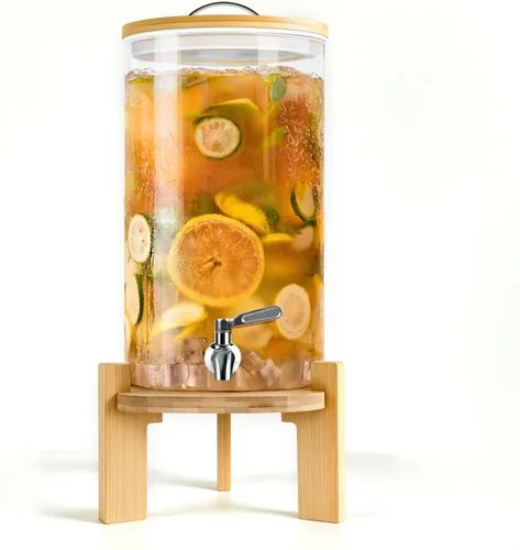 Dispensador de bebidas de 2.9 galones, dispensador de bebidas de vidrio con soporte, dispensadores de bebidas para fiestas, dispensador de bebidas